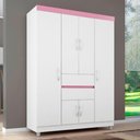 Ver imagem 1 de Guarda Roupa 6p Dresden Branco/rosa/branco
