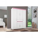 Ver imagem 2 de Guarda Roupa 6p Dresden Branco/rosa/branco
