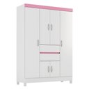 Ver imagem 3 de Guarda Roupa 6p Dresden Branco/rosa/branco