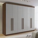 Ver imagem 1 de Guarda-Roupa Casal 100% MDF 6 Portas 6 Gavetas Paris Plus Marrom/Castanho/Off White