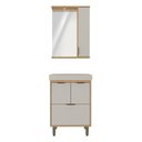 Ver imagem 1 de Conjunto para Banheiro Malibu 60cm com Gabinete Cuba Espelheira LED C00D64012 Marrom/Cinza - Ozini m