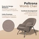 Ver imagem 3 de Poltrona Womb Chair sem Puff Linho Base Preta Linha Premium Leitura e Descanso Sala Moderna - Bege