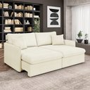 Ver imagem 1 de Sofá Reclinável e Retrátil Gandalf Bipartido 214cm Caixa Zero com Almofadas Bouclê Off White G33 - G