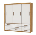 Ver imagem 2 de Guarda Roupa Casal 3 Portas de Correr 9 Gavetas 208cm Anjos Cinamomo/Off White - Carioca Móveis