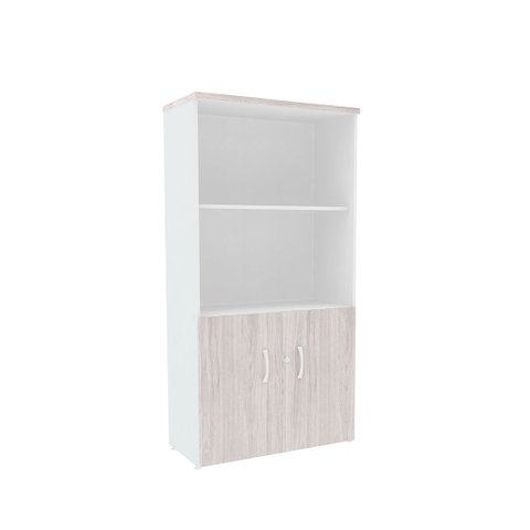 Armário Misto PE25 Pandin 79,20 cm (largura) MDP Cor Nogueira CasaBlanca e Branco com Duas portas
