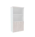 Ver imagem 1 de Armário Misto PE25 Pandin 79,20 cm (largura) MDP Cor Nogueira CasaBlanca e Branco com Duas portas