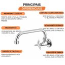Ver imagem 3 de Torneira Cozinha Parede Tríade 1/4 de Volta 27400 Meber - Cromado