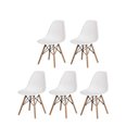 Ver imagem 5 de Conjunto de Mesa de Jantar Eames Eiffel Redonda 100cm Tampo de Madeira Preto com 5 Cadeiras Brancas