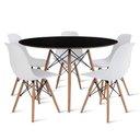 Ver imagem 2 de Conjunto de Mesa de Jantar Eames Eiffel Redonda 100cm Tampo de Madeira Preto com 5 Cadeiras Brancas