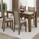 Ver imagem 1 de Conjunto Sala de Jantar Mesa Tampo de Vidro 4 Cadeiras Rustic/crema/hibiscos Suzy Madesa