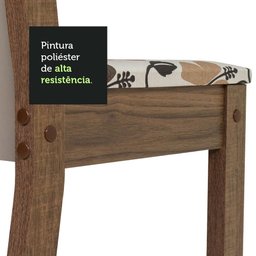 Conjunto Sala de Jantar Mesa Tampo de Vidro 4 Cadeiras Rustic/crema/hibiscos Suzy Madesa - 9