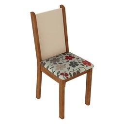Conjunto Sala de Jantar Mesa Tampo de Vidro 4 Cadeiras Rustic/crema/hibiscos Suzy Madesa - 7