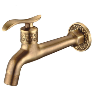 Torneira Parede Latão Longa Bronze Banheiro Jardim 1/4de Volta Ouro Velho Provençal Vintage