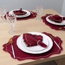 Ver imagem 5 de Jogo Americano Bordado Dourado Realeza Kit 12 Pçs 6 Lugares Mesa Vermelho Bordo
