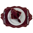 Ver imagem 1 de Jogo Americano Bordado Dourado Realeza Kit 12 Pçs 6 Lugares Mesa Vermelho Bordo