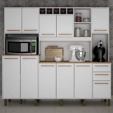 Armário de Cozinha Ambiente Petra Branco Cinamomo - Valdemóveis