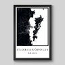 Quadro Mapa Florianopolis - 45x30cm - Moldura Padrão Preto - 1