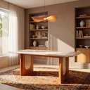 Ver imagem 1 de Mesa de Jantar Retangular 8 Lugares 210cm MDF/Vidro Tali CabeCasa MadeiraOriginals Bege