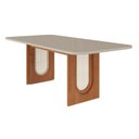 Ver imagem 3 de Mesa de Jantar Retangular 8 Lugares 210cm MDF/Vidro Tali CabeCasa MadeiraOriginals Bege