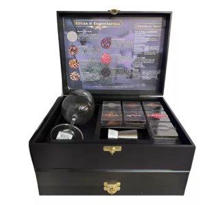 Kit Gin Premium: Taça, Dosador, Colher e 6 Especiarias Selecionadas