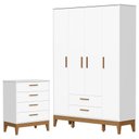 Ver imagem 1 de Guarda Roupa Infantil Flip 4 Portas com Cômoda Gaveteiro Infantil Flip Branco Acetinado - Reller