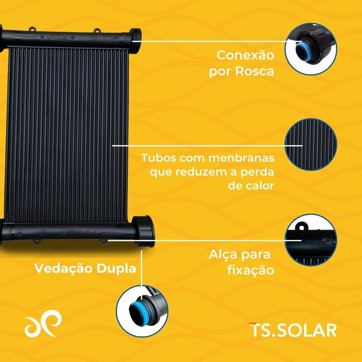 Kit Aquecedor Solar Piscina 25placas 2 Metros Ts-solar Rosca - 3