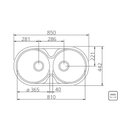 Ver imagem 3 de Cuba de Embutir/sobrepor Tramontina Luna Duo 2c 36 Bs em Aço Inox Alto Brilho 84x44 Cm Aço Inox