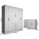 Ver imagem 4 de Guarda-roupa Casal Carter 6 Portas 3 Gavetas com Cômoda 2 Portas 5 Gavetas Branco - Panorama Móveis