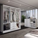 Ver imagem 2 de Guarda-roupa Casal Carter 6 Portas 3 Gavetas com Cômoda 2 Portas 5 Gavetas Branco - Panorama Móveis