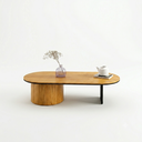 Ver imagem 1 de Mesa de Centro Ipê em Madeira Maciça Imbuia Mel Metal Preto