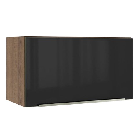 Armário Aéreo Madesa Lux 60 cm 1 Porta Basculante Rustic/Preto Cor:Rustic/Preto