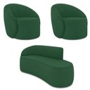 Ver imagem 1 de Sofá 3 Lugares Orgânico 180cm Morgan e 2 Poltronaslua Veludo Verde D03 - D’Rossi