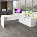 Ver imagem 1 de Mesa Escritório 1,70m Armário 1 Cx de Tomadas Pés Painel F5