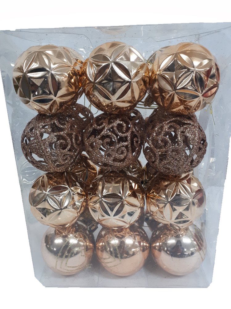 Kit de Bolas de Natal Decoradas com 24 Peças Wincy Ref.85002:Dourado