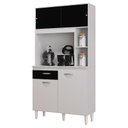 Ver imagem 1 de Armário para Cozinha Kit Duda 90 Cm Branco Preto - Poquema