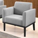 Ver imagem 2 de Poltrona Decorativa Base Madeira Preto Maressa Suede Cinza - Ibiza