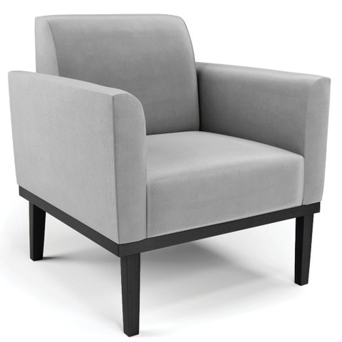 Poltrona Decorativa Base Madeira Preto Maressa Suede Cinza - Ibiza