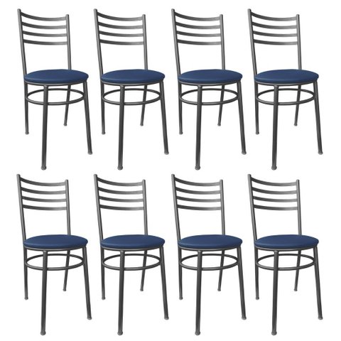 Kit Conjunto 8 Cadeiras de Jantar para Cozinha Mesa Bar Lanchonete Restaurante Estofada Oceano