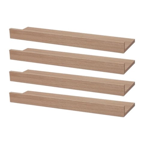 Kit 4 Prateleiras Porta Quadros 40 X 15cm Carvalho Suporte Invisível
