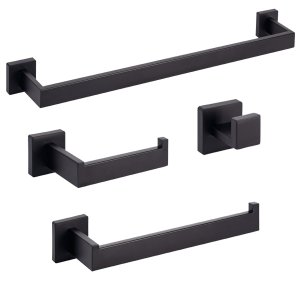 Kit Acessórios P/ Banheiro Inox Premium 4 Peças Preto Fosco