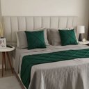 Ver imagem 1 de Peseira Drapeada Veludo Luxo 2,15x0,50m Dupla Face cama casal Verde Escuro
