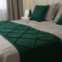 Ver imagem 2 de Peseira Drapeada Veludo Luxo 2,15x0,50m Dupla Face cama casal Verde Escuro