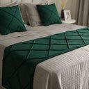 Ver imagem 3 de Peseira Drapeada Veludo Luxo 2,15x0,50m Dupla Face cama casal Verde Escuro