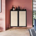 Ver imagem 4 de Armário Cristaleira Bar 2 Portas 93cm Palhinha Pé Metal Oslo Artesano | Nero/dourado