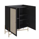 Ver imagem 2 de Armário Cristaleira Bar 2 Portas 93cm Palhinha Pé Metal Oslo Artesano | Nero/dourado
