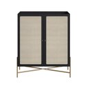 Ver imagem 3 de Armário Cristaleira Bar 2 Portas 93cm Palhinha Pé Metal Oslo Artesano | Nero/dourado