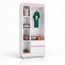 Ver imagem 4 de Guarda-Roupa Solteiro Sierra 3 Portas 2 Gavetas Yescasa Branco/Rosa