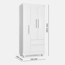 Ver imagem 3 de Guarda-Roupa Solteiro Sierra 3 Portas 2 Gavetas Yescasa Branco/Rosa
