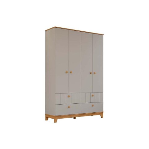 Guarda Roupa Infantil C/ 4 Portas e 4 Gavetas Biscoito Fendi/nature - Permóbili Baby