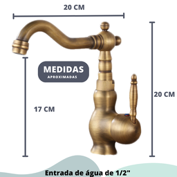 Torneira Banheiro Cozinha Gourmet Provençal Vintage Estilo Antiga de Bancada em Latão Cor Bronze - M - 2